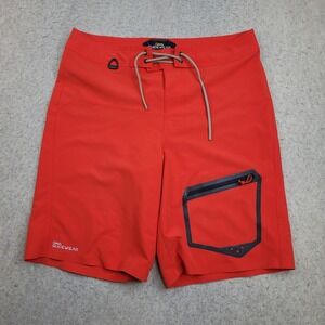Cabelas Guidewear‎ Mens Red Board Shorts Swim Trunks Fishing 36 Drawstring Zip
